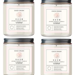 Coco Crush Rose Aroma Jar Candle -100% Pure Soy Wax, 25Hr+ Burn Time Candle - Pack of 4 - 85g each (340g)-19