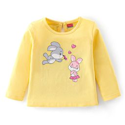 Babyhug Cotton Knit Full Sleeves Bunny Print T-Shirt - Yellow-picture-26