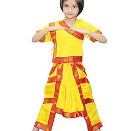 Kaku Fancy Dresses Bharatnatyam Classical Dance Costume Set - Yellow-image-72