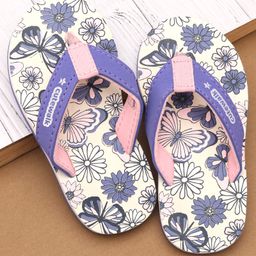 Cute Walk by Babyhug Flip Flops with Floral & Butterfly Print - Purple-image-75