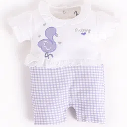 BABY GO Cotton Half Sleeves DuckDetailedRomper - Purple-picture-41