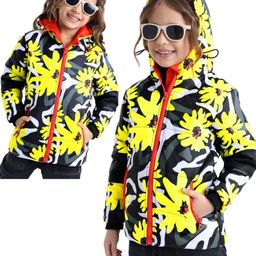 Ollington St. Full Sleeves Padded Hooded Jacket with Quilted Design & Floral Print - Black & Yellow-image-75
