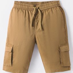 Pine Kids Cotton Woven Knee Length Solid Shorts With Cargo Pockets - Light Brown-image-29