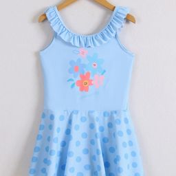 Pine Kids Sleeveless Frock Swimsuit With Floral Print - Light Blue-picture-20