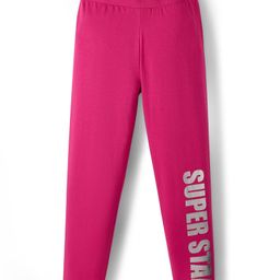 Pine Kids Cotton Knit Full Length Leggings With Text Print - Fuchsia-image-45