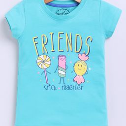 Parrot Crow Cotton Knit Short Sleeves Friends Stick Together Text Printed Tee - Sky Blue-10