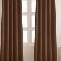 HOMEMONDE Brown 2 Pieces Black Out Long Door Curtains-image-58