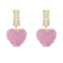 FIMBUL Gold-Plated Crystals Studded Heart Shaped Drop Earrings-picture-24