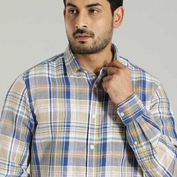 Indian Terrain Men Tartan Checks Cotton Slim Fit Casual Shirt-picture-3