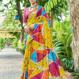 KALINI Floral Bagru Printed Pure Cotton Saree-image-20