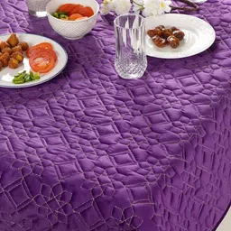 Nestasia Purple Quilted 6-Seater Velvet Table Cloth-image-16