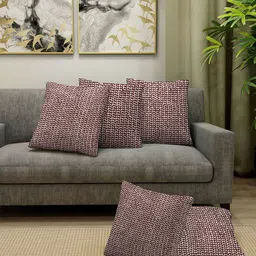 KLOTTHE Maroon 5 Pieces Self-Designed Textured Pure Cotton Square Cushion Covers-picture-41