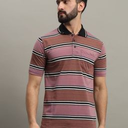 GET GOLF Men Striped Polo Collar Cotton T-shirt-image-43