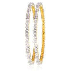 Shining Jewel - By Shivansh Set Of 2 Gold-Plated American Diamond & Cubic Zirconia Bangles-image-16