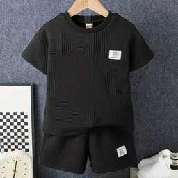 Ninas Boys Self Design Round Neck T-Shirt With Shorts-image-2