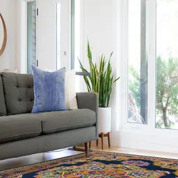 saraswatii global Medallion Navy Blue & Yellow Bohemian Printed Tufted Woollen Carpet-picture-22