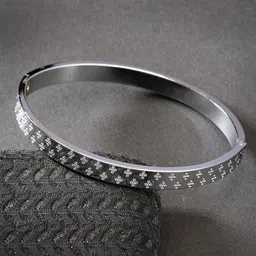 The Roadster Lifestyle Co Men Silver-Plated Stainless Steel Kada Bracelet-28