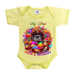 Cute Pals Infants Holi Printed Cotton Bodysuit-image-41