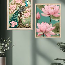 Kotart Brown & Pink 2 Pieces Wood Floral And Botanical Wall Paintings-picture-29