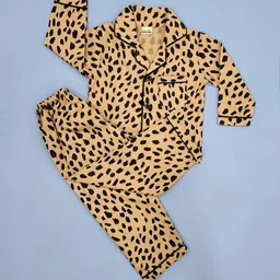 Freesia Array Kids Leopard Print Pure Cotton Shirt with Pyjama Night suit-image-97