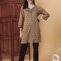 SUFIZA LIFESTYLE Women Ethnic Motifs Printed Side Slits Pure Cotton Kurti-picture-11