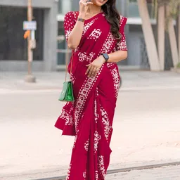 KALINI Batik Silk Blend Bagru Saree-image-38