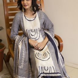 Anouk Women Embroidered Regular Mirror Work Kurta with Trousers & With Dupatta image 5