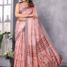 Lookmark Floral Printed Bhagalpuri Saree-image-79