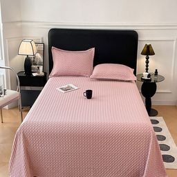 JC HOME Pink Geometric Textured 150 TC Double Queen Bedsheet Set 2 m x 2.30 m-2