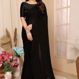 AMRUTKALA SAREES Embellished Beads and Stones Saree with Unstitched Blouse Piece image 2