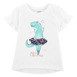 Carter's Glitter Dinosaur Ballerina Hi-Lo Tee - White-image-18