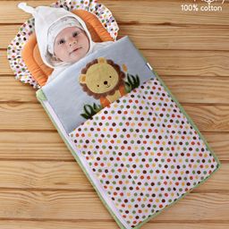 Babyhug Premium Cotton Baby Nest Bag Jungle Theme - Multicolor-image-19
