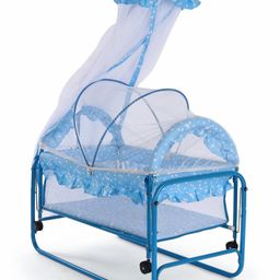 Lightweight Baby Cradle with Mosquito Net Stars Print - Blue-4