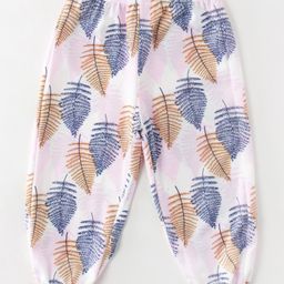 Kookie Kids Full Length Lounge Pant Leaf Print - Pink-image-91