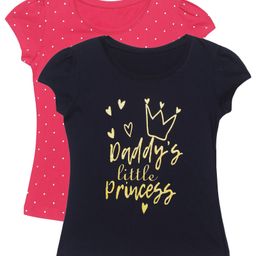 Plum Tree Short Sleeves Daddy Little Princess Print Pack Of 2 Tee - Dark Navy & Dark Pink-picture-3