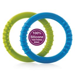BeeBaby Infant Soft Silicone Teether Ring Pack of 2 - Blue Green-10
