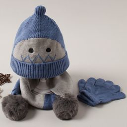 Babyhug Woollen Cap Glove & Muffler Set - Blue-image-54