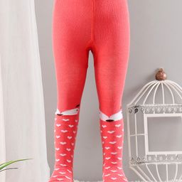 Cute Walk by Babyhug Cotton Antibacterial Footed Tights Heart Design - Orange-image-78