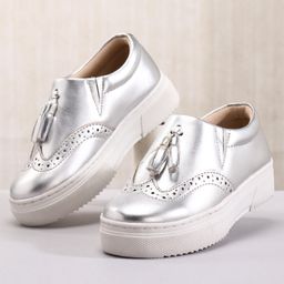 Pine Kids Pull On Casual Chunky Sole Shoes - Silver-image-24