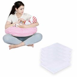 Lulamom Nursing Pillow with Cover Zig-Zag Print & Muslin Napkin - Pink White-image-23
