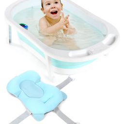 Folding Baby Bath Tub with Drain Plug Medium Size - Blue-7