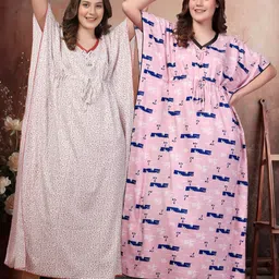 KLOTTHE Multi Cotton Blend Nightdress-image-97