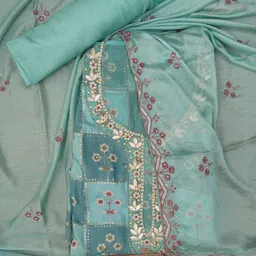 SHADOW & SAINING Floral Beads and Stones Embroidered Unstitched Dress Material-image-13