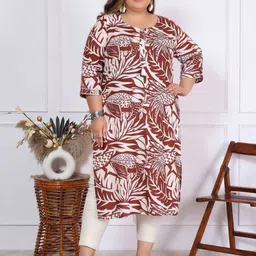 FLAVIA CREATION Women Plus Size PrintedPure Cotton Kurta-38