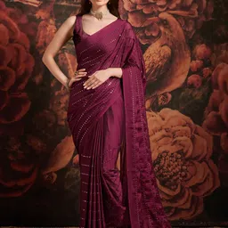 KALINI Embellished Mirror Work Poly Georgette Saree-picture-24
