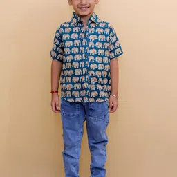 The Mom Store Boys Tartan Checks Opaque Casual Shirt-image-58