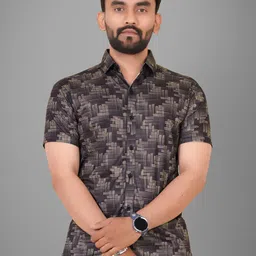 Metronaut Men Regular Fit Spread Collar Abstract Printed Elastane Casual Shirt-image-84
