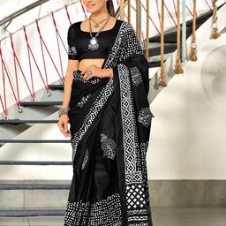 Anouk Batik Pure Cotton Block Printed Saree-19