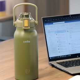 Cello Duro Olive Green Brand Logo Printed Stainless Steel Double Wall Vacuum Flask 1.8 L-image-100