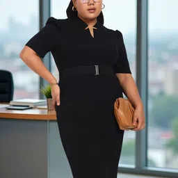 wild U Women Plus Size Puff Sleeve Formal Sheath Dress-image-59